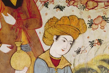 Shah Abbas I (1588-1629) et un Courtisan offrant des fruits et des boissons (détail)